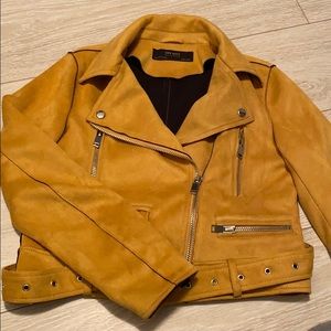 Zara Biker suede jacket. Mustard